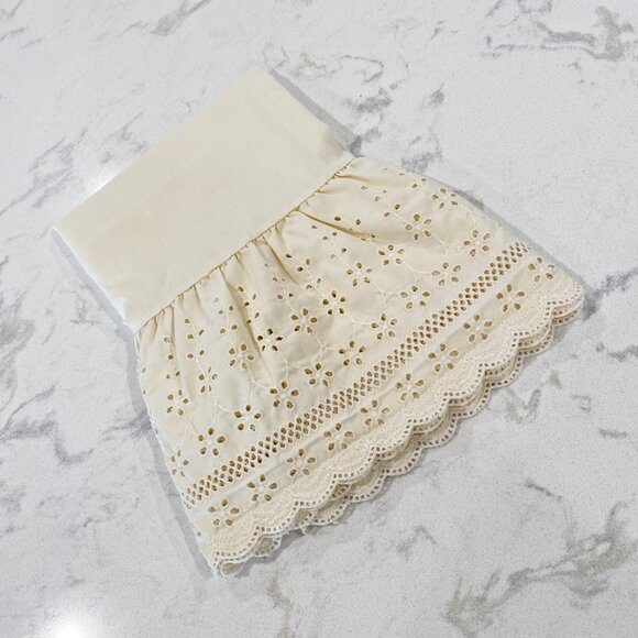 Fieldcrest Perfection Pillowcase Standard Ecru Ruffle Eyelet Lace USA Vintage - Picture 1 of 8